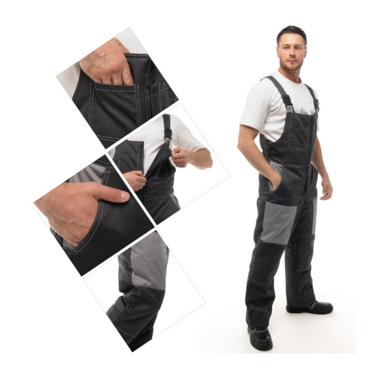 Костюм утепленный мужской "Фаворит-2", р. 52-54 (104-108) рост 5/6 (182-188), (куртка/полукомбинезон), темно-серый со св.серым и красным