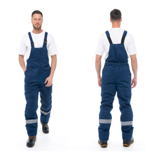 Костюм утепленный мужской "Стандарт Грета", р. 52-54 (104-108) рост 3/4 (170-176), (куртка/полукомбинезон), темно-синий/васильковый, с СОП