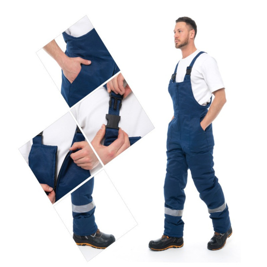 Костюм утепленный мужской "Стандарт Грета", р. 52-54 (104-108) рост 3/4 (170-176), (куртка/полукомбинезон), темно-синий/васильковый, с СОП