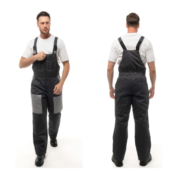 Костюм утепленный мужской "Фаворит-2", р. 48-50 (96-100) рост 3/4 (170-176), (куртка/полукомбинезон), темно-серый со св.серым и красным