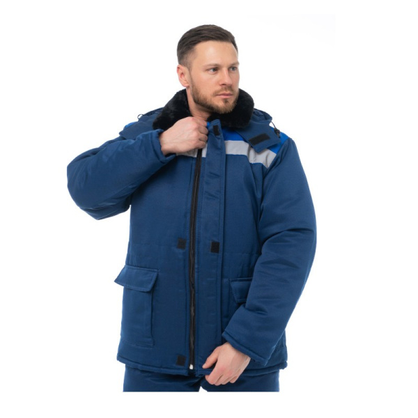Костюм утепленный мужской "Стандарт Грета", р. 52-54 (104-108) рост 5/6 (182-188), (куртка/полукомбинезон), темно-синий/васильковый, с СОП