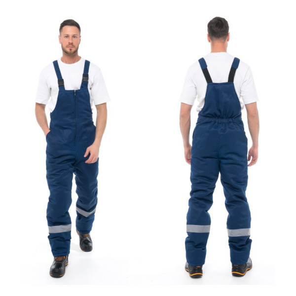 Костюм утепленный мужской "Стандарт Грета", р. 56-58 (112-116) рост 5/6 (182-188), (куртка/полукомбинезон), темно-синий/васильковый, с СОП