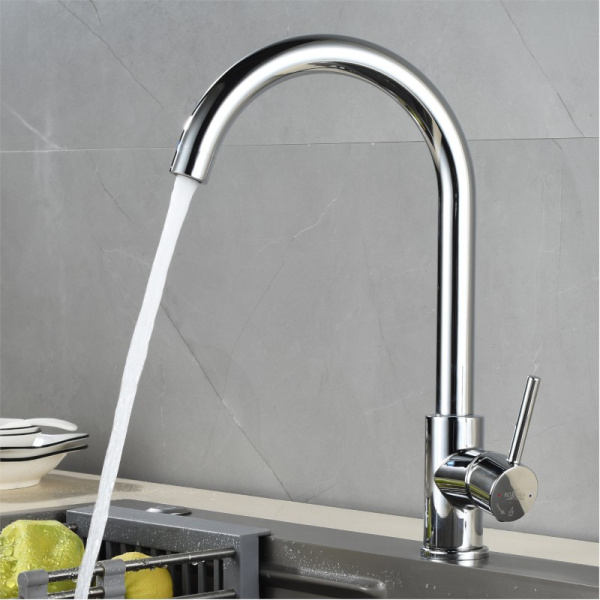 Смеситель для мойки латунный однорычажный с высоким изливом, Z35-36 , с краном для питевой воды, Rossinka