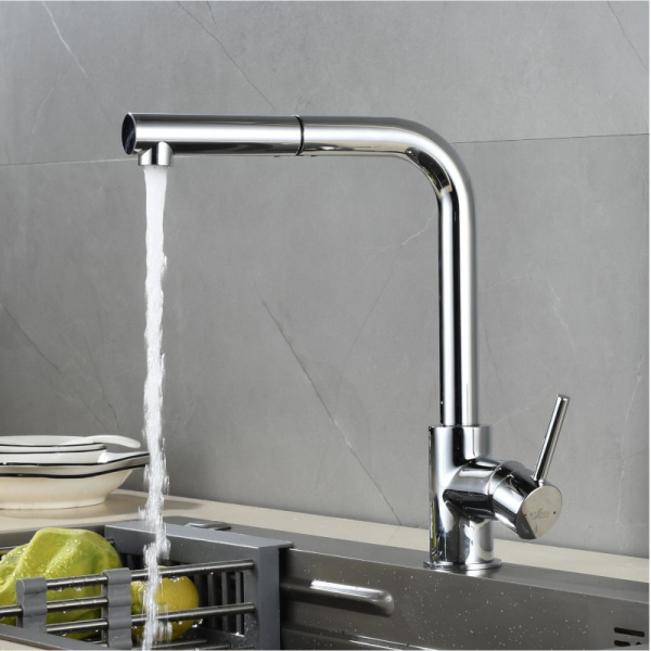 Смеситель для мойки латунный однорычажный с высоким изливом, Z35-37 , с краном для питевой воды, Rossinka