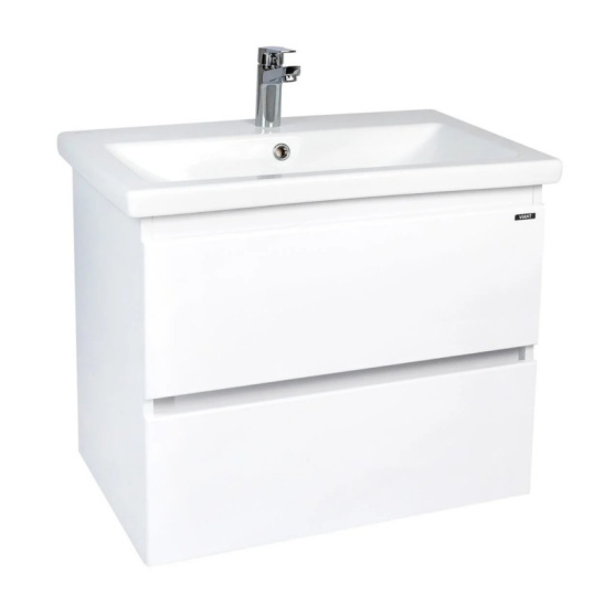 Комплект "Мальта 80 подвесная (арт. VMAL80COBEL-T2YP) " (тумба+умывальник COMO 80) 560x760x425 мм, пленка ПВХ, белый