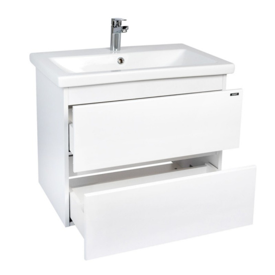 Комплект "Мальта 80 подвесная (арт. VMAL80COBEL-T2YP) " (тумба+умывальник COMO 80) 560x760x425 мм, пленка ПВХ, белый