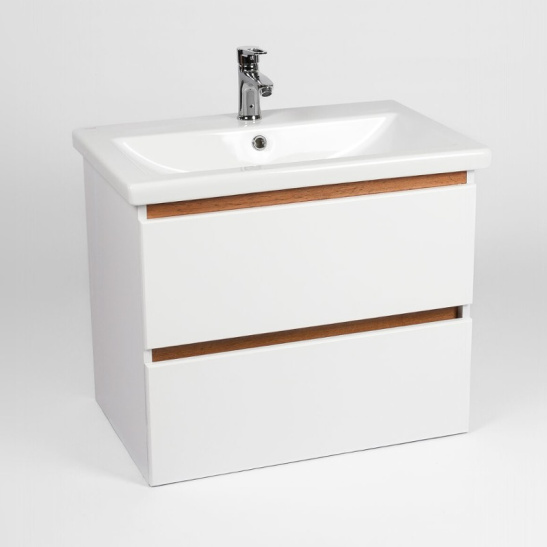 Комплект "Мальта 80 подвесная (арт. VMAL80CO-T2YP)" (тумба+умывальник COMO 80) 820x760x425 мм, пленка ПВХ, белый