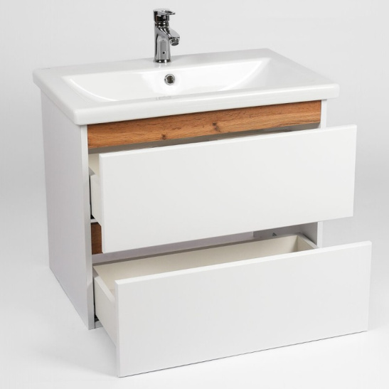 Комплект "Мальта 80 подвесная (арт. VMAL80CO-T2YP)" (тумба+умывальник COMO 80) 820x760x425 мм, пленка ПВХ, белый