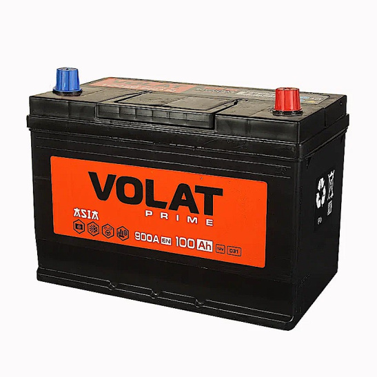 *Аккумулятор 6СТ-100.0 R+ "Volat Prime Asia" (105D31L) зал.япон. станд. обр. поляр, нижнее крепл. (Волат) (Беларусь) (под заказ)