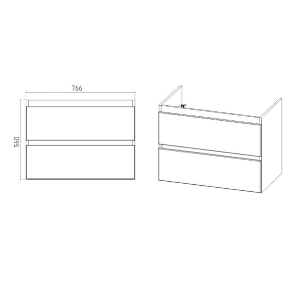 Комплект "Мальта 80 подвесная (арт. VMAL80COBEL-T2YP) " (тумба+умывальник COMO 80) 560x760x425 мм, пленка ПВХ, белый