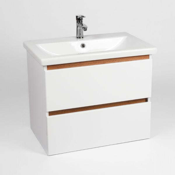 Комплект "Мальта 80 подвесная (арт. VMAL80CO-T2YP)" (тумба+умывальник COMO 80) 820x760x425 мм, пленка ПВХ, белый