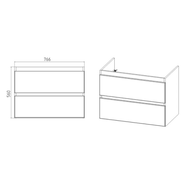 Комплект "Мальта 80 подвесная (арт. VMAL80CO-T2YP)" (тумба+умывальник COMO 80) 820x760x425 мм, пленка ПВХ, белый