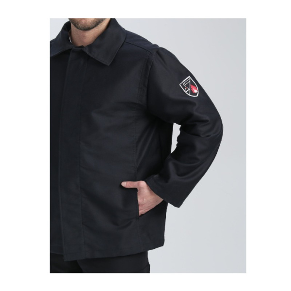 Костюм сварщика молескин с ОП-пропиткой "Сталкер" р.56-58(112-116) рост 3/4(170-176), (куртка, брюки), цв.черный