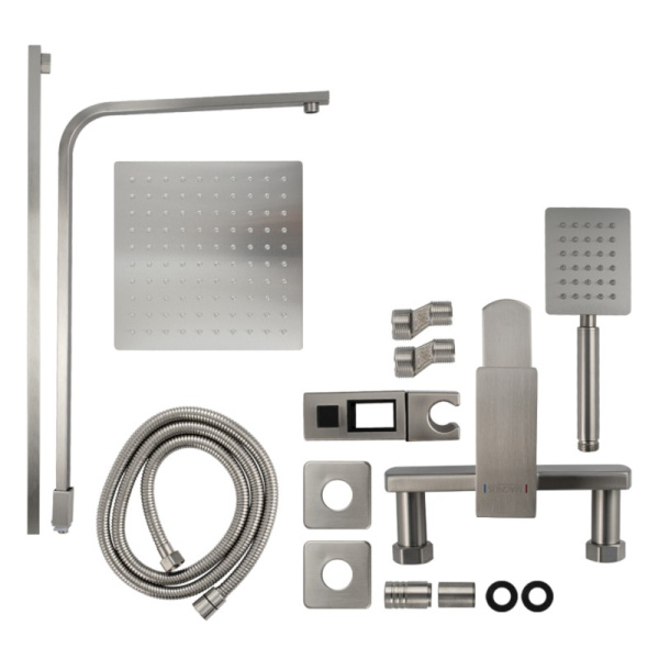 Стойка душевая, тропический душ, с двумя лейками, сатин, 9247, MAGNUS, Санакс