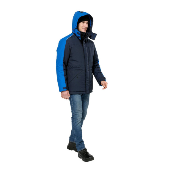 Куртка утепленная мужской "Челленджер", удлиненная, р. 48-50 (96-100) рост 3/4 (170-176), синий/васильковый