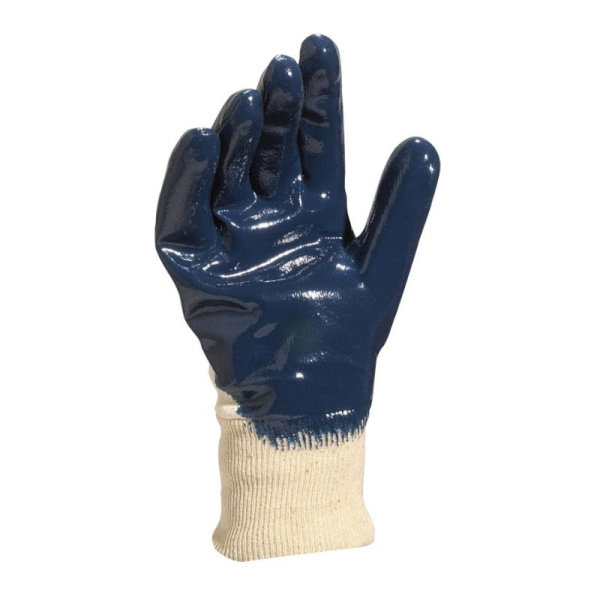 Перчатки нитриловые "NI150 DeltaPlus" манжет-резинка частичное покрытие р.09/L цв.синий