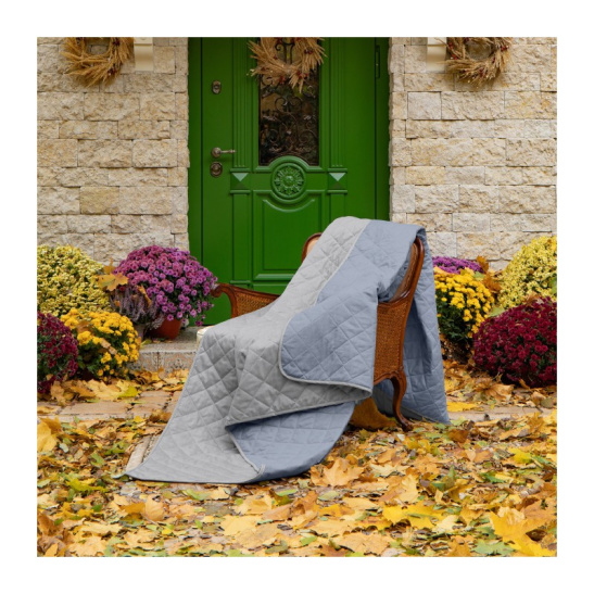 Покрывало двустороннее "Verossa", меланж, 220*240см цв.silver/indigo