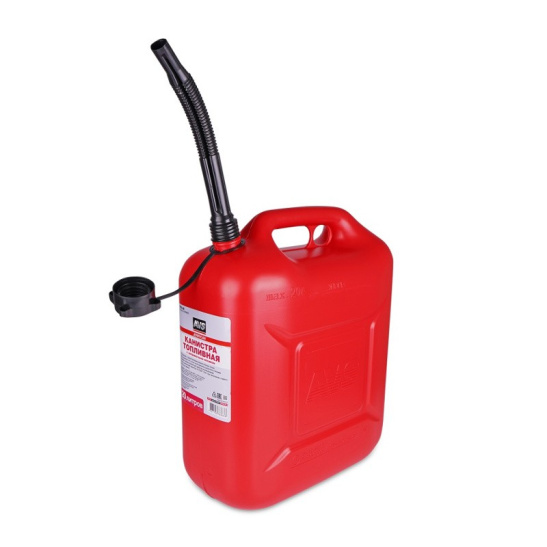 Канистра пластик (20 л.) красная (для  бензина/топлива, масла, ГСМ, технических жидкостей)  с заливным устройством (AVS "ДиКос", Россия) "TPK-20" (A78363S)