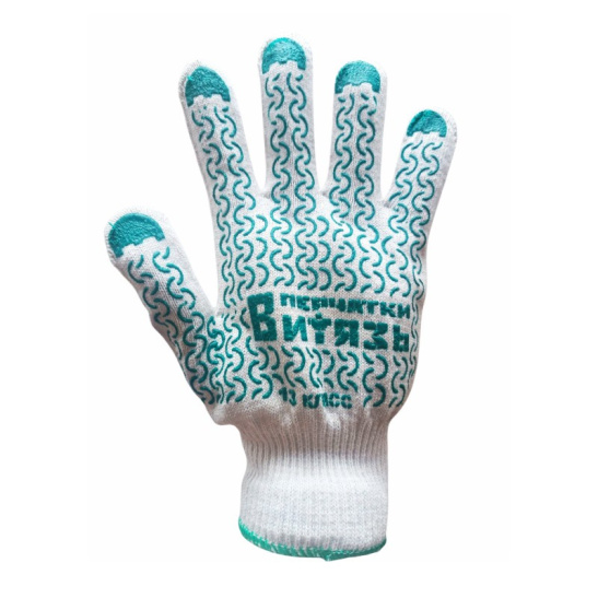 Перчатки х/б с ПВХ "Витязь" р.9(L)  (7нитей, 13 класс) цв.белый  (Москва) 