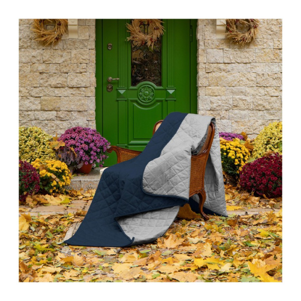 Покрывало двустороннее "Verossa", меланж, 220*240см цв.twilling blue/graphite