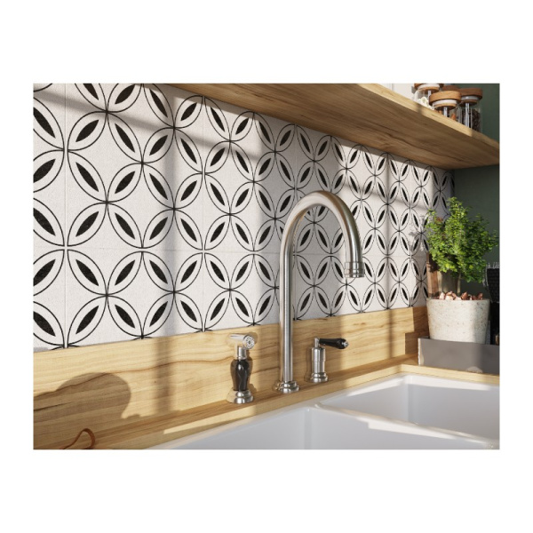 Керамогранит глаз. матовая  298x298 мм, 8 мм, "Stream" 17922 геометрия белый сорт 1  Cersanit