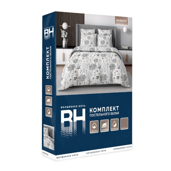 КПБ "Волшебная ночь" ЕВРО тк.ранфорс наволочки 70*70см цв."BL0SS0MS" 30191/1