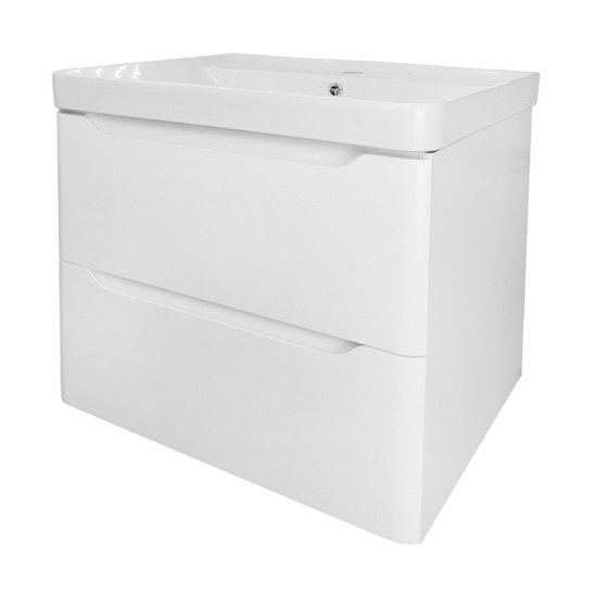 Комплект "LOTOS 60/2 подвесная (арт. CS00083929/00106604)" (тумба+умывальник Monte 60 AZ-836-60) 570x615x480 мм, эмаль, белый