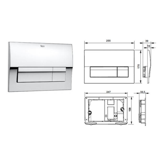 Комплект: Gap (арт. 7893104100) (Подвесной унитаз+инсталляция+тонкое сиденье+кнопка) (Roca )