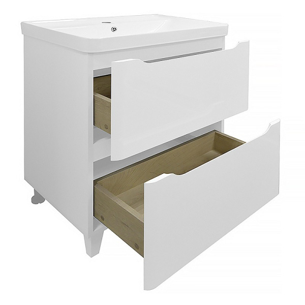 Комплект "LOTOS 60/2 напольная (арт. CS00081983)" (тумба+умывальник Monte 60 AZ-836-60) 835x615x475 мм, эмаль, белый