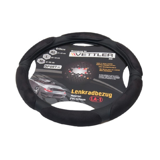 ОПЛЕТКА НА РУЛЬ (37-38 см) вспененый ПВХ / черный (ВАЗ 2108, иномарки)  "VETTLER SPORT" (17571)