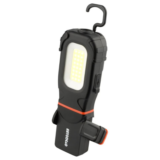 Фонарь ручной светодиодный с магнитом, поворотный, 5W COB+3W LED, 500Lm, аккумулятор Li-ion 1800mAh, USB-USB Type-C ("AвтоDело") (44313)