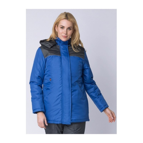 Куртка утепленная женская "Сакрин (Дюспо)", р. 44-46 (88-92) рост 5/6 (170-176), васильковый/т.серый