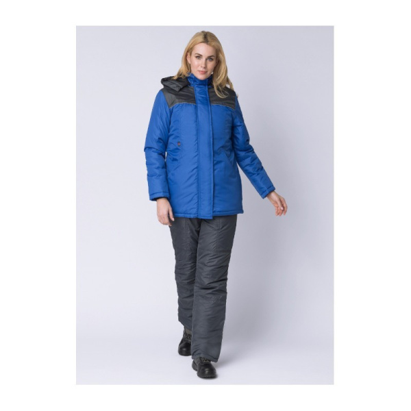 Куртка утепленная женская "Сакрин (Дюспо)", р. 44-46 (88-92) рост 5/6 (170-176), васильковый/т.серый