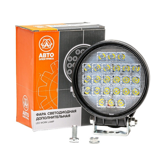 Фара светодиодная (12/24В.) (AE72R-24LED-65HC) 30 с/д, круглая, направленный свет, пылевлагозащищенная, алюмин. корпус, OFF-Road 72W, 24 светодиода