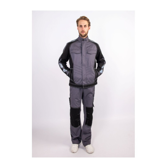 Костюм мужской "Имидж", р. 48-50 (96-100) рост 5/6 (182-188), (куртка/полукомбинезон), серый/черный, с СОП