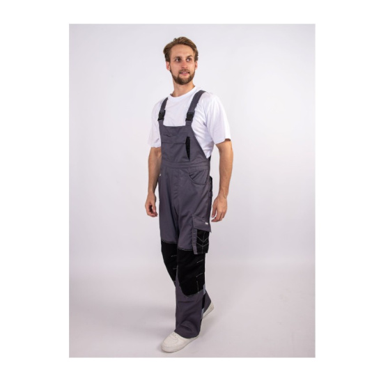 Костюм мужской "Имидж", р. 56-58 (112-116) рост 3/4 (170-176), (куртка/полукомбинезон), серый/черный, с СОП