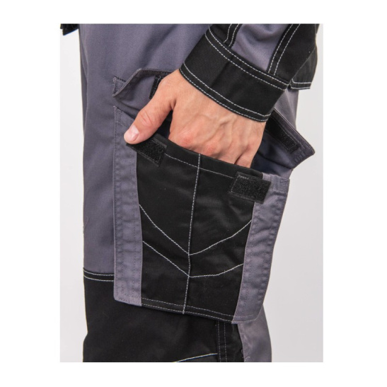 Костюм мужской "Имидж", р. 56-58 (112-116) рост 5/6 (182-188), (куртка/полукомбинезон), серый/черный, с СОП