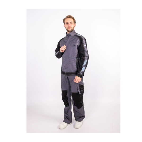Костюм мужской "Имидж", р. 60-62 (120-124) рост 5/6 (182-188), (куртка/полукомбинезон), серый/черный, с СОП