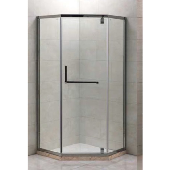 Душевое ограждение ATRIZE-1018/13, 900x900x1900 мм пятиугольное, без поддона, прозрачное стекло 6 мм, нержавеющая сталь, Китай