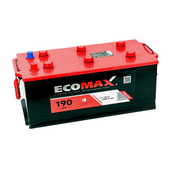 Аккумулятор 6СТ-190.4 "EcoMax" зал., рос. поляр., клемма (Экомакс) (Казахстан) 