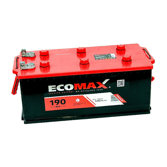 Аккумулятор 6СТ-190.4 "EcoMax" зал., рос. поляр., болт (Экомакс) (Казахстан) 