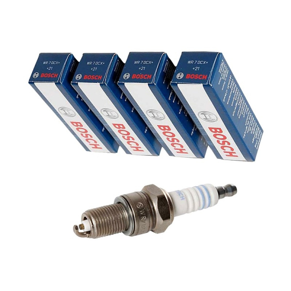 0 242 235 915(989) (WR 7 DCX) "BOSCH" КОМПЛЕКТ СВЕЧЕЙ ЗАЖИГАНИЯ (4 шт.) ДЛИННАЯ ЮБКА 1,1 мм ВАЗ (инжекторный 8-ми клапанный), ГАЗ, УАЗ (двигатель УМЗ-4216)