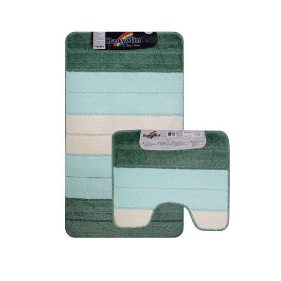 00204 КОВРИК в ванную "SILVER" двойной 60*100+50*60 см бирюзовый Турция