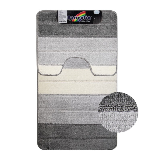 00201 КОВРИК в ванную "SILVER" двойной 60*100+50*60 см серый Турция