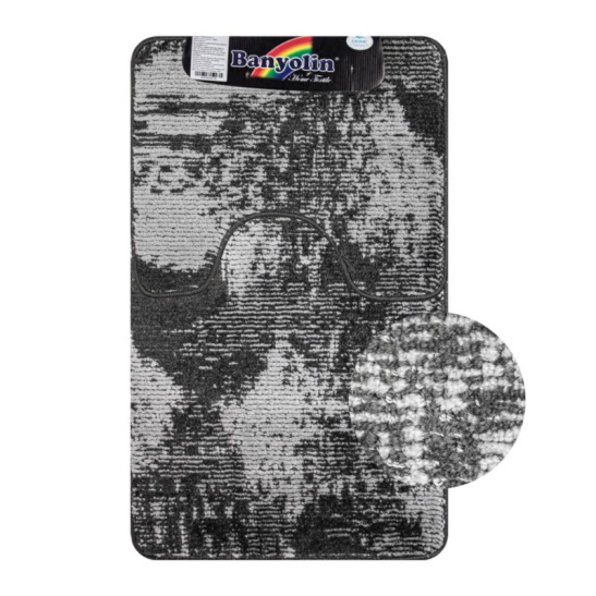 00357 КОВРИК в ванную "CLASSIC UNI" 202308 двойной 55*90 + 45х55 см серый Турция