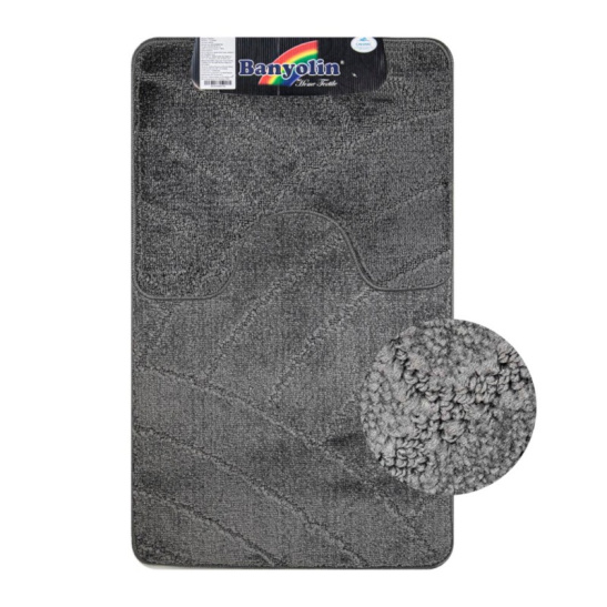 00361 КОВРИК в ванную "CLASSIC UNI" 201825 двойной 55*90 + 45х55 см темно-серый Турция