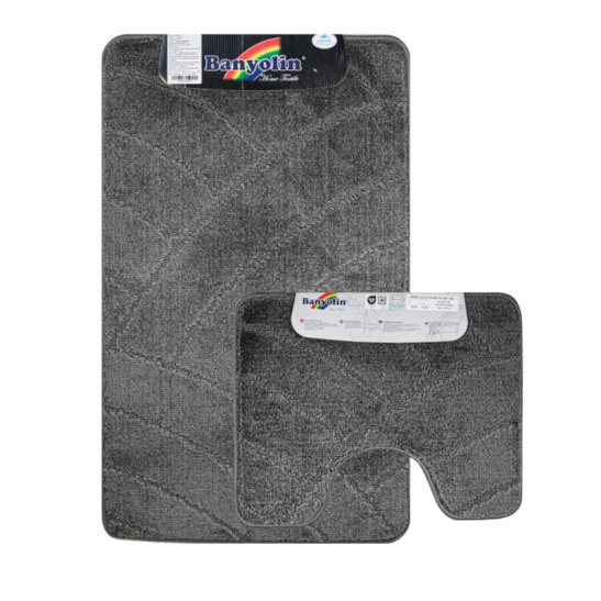 00361 КОВРИК в ванную "CLASSIC UNI" 201825 двойной 55*90 + 45х55 см темно-серый Турция