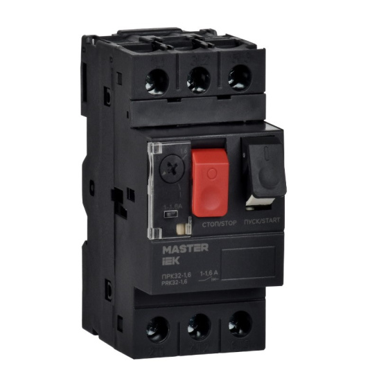 Пускатель ручной кнопочный ПРК32-1,6 In=1,6A Ir=1-1,6A 660В IEK (DMS11-D16)