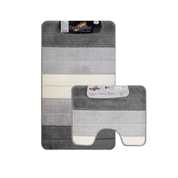 00201 КОВРИК в ванную "SILVER" двойной 60*100+50*60 см серый Турция