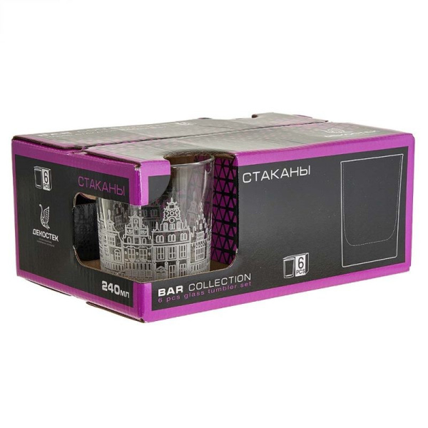 Стакан 250 мл 6 штук "Старый город" 150-Г